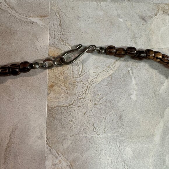 Vintage Handcrafted Tribal-Inspired exotic Wooden Beaded Necklace Hook Clasp - Picture 3 of 7